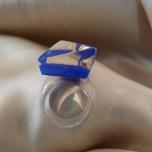 Vintage Lucite ring with blue foil inset